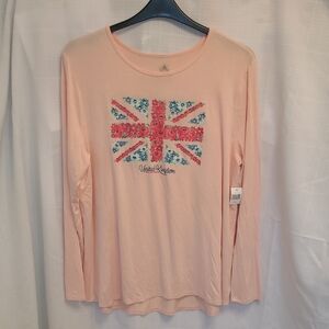 Disney Epcot United Kingdom World Showcase Rose UK Flag Pink Long Sleeve  XL NWT
